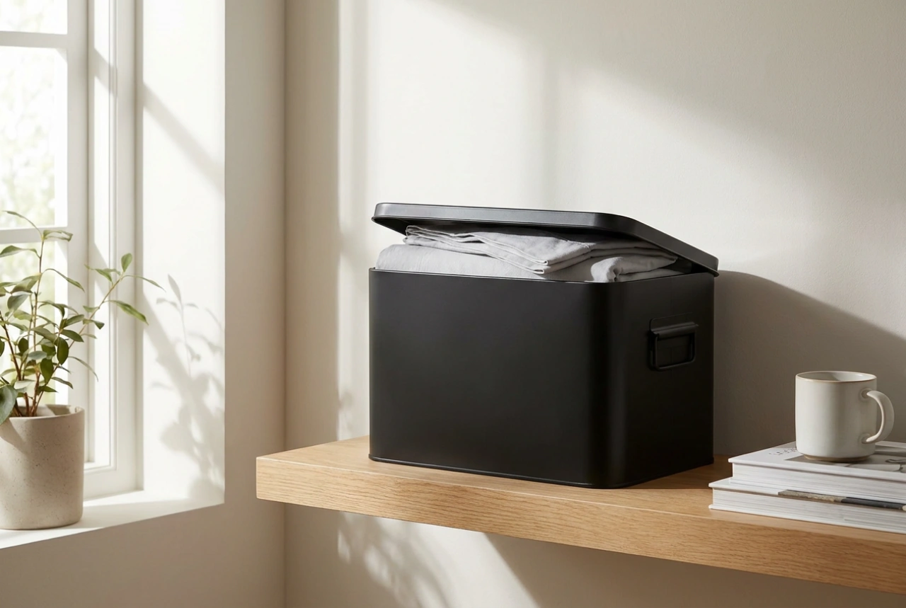 Jak využít černý úložný box s víkem pro efektivní organizaci