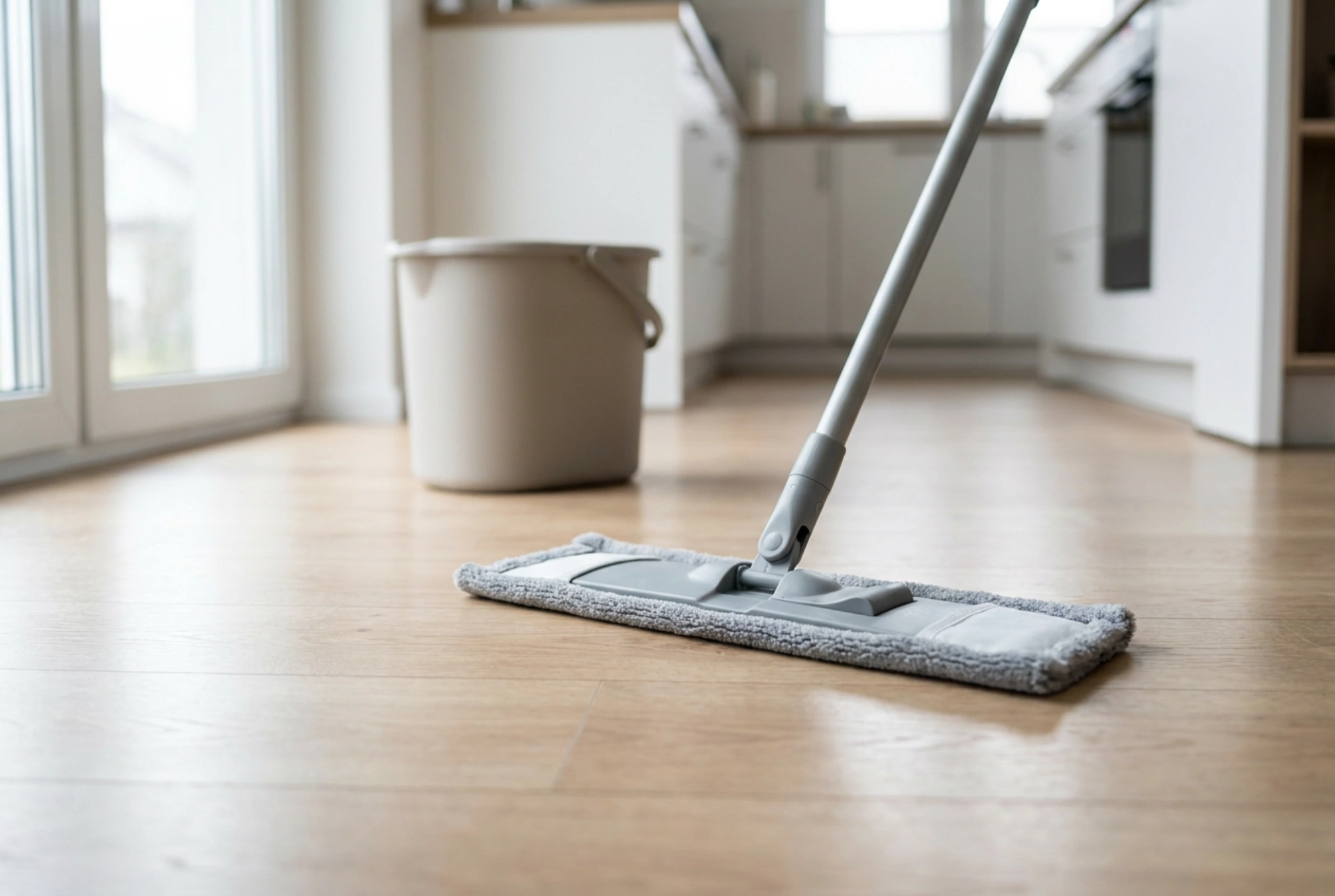 Plochý mop s kbelíkem pro rychlé vytírání laminátu a dlažby