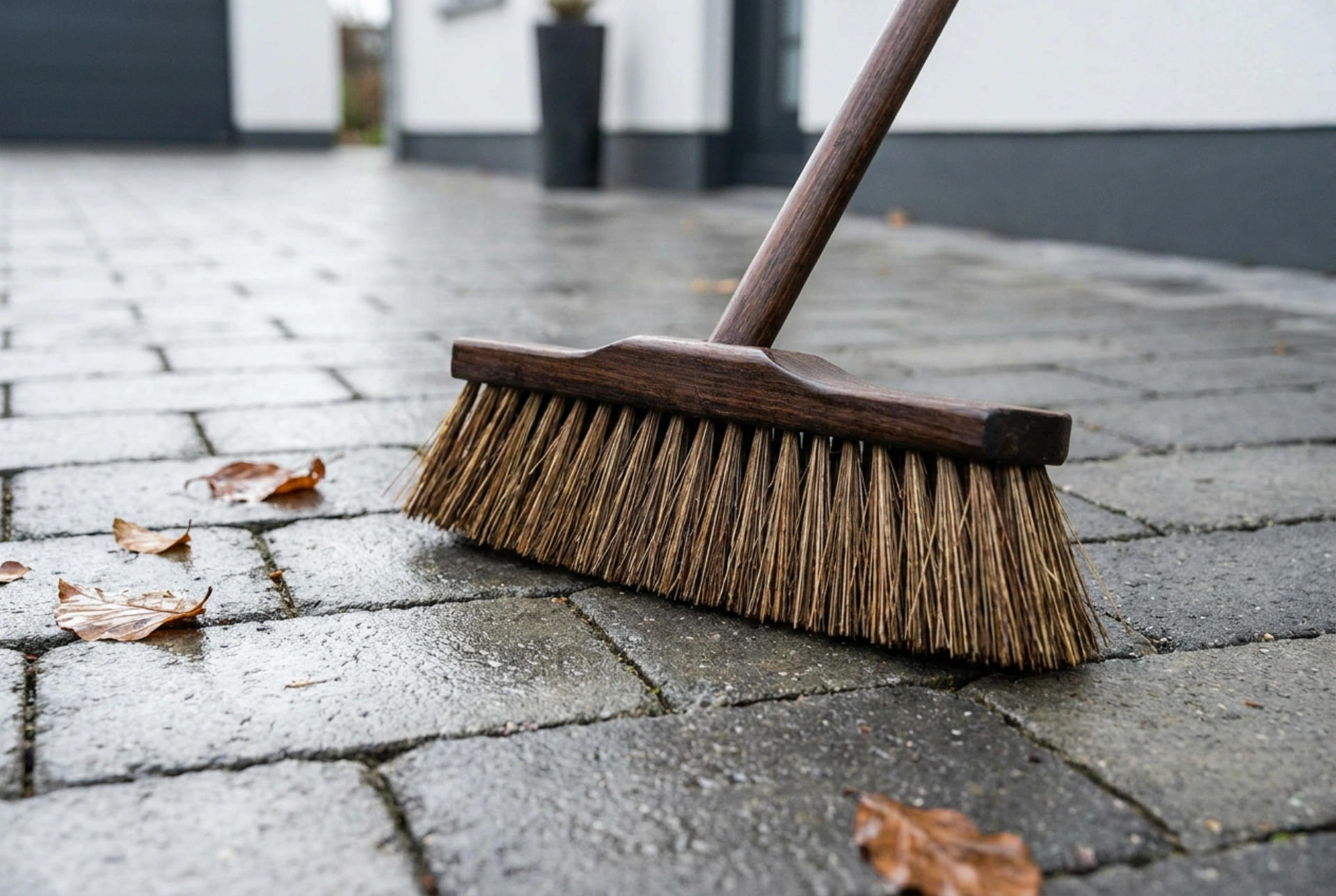 Jak účinně zametat dlažební kostky po dešti a zahradních pracích
