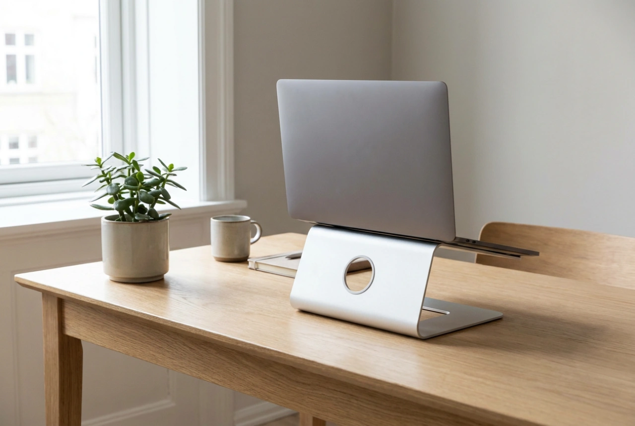Stojan na notebook na stůl a ergonomie domácího pracoviště