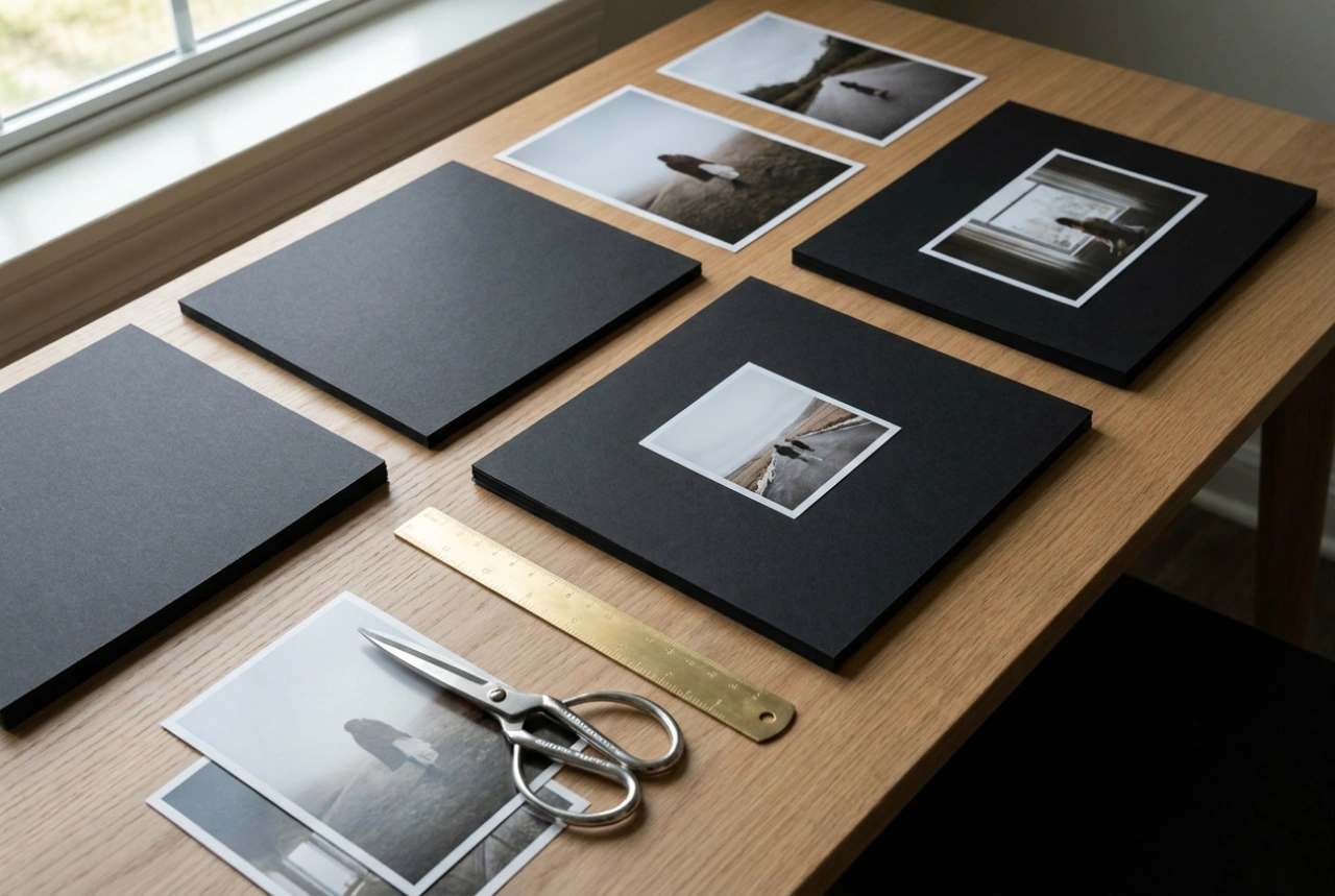 Jak uspořádat fotografie na tmavých listech alba